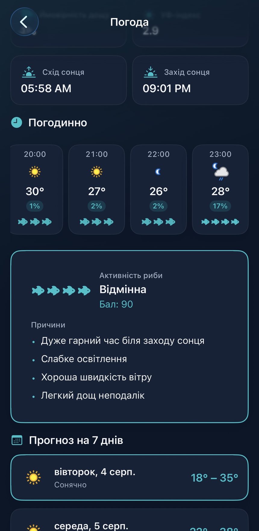 EasyFishIQ fishing weather and fish activity forecast